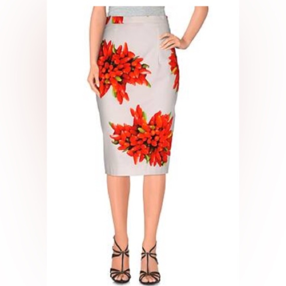 NHIVURU designer White and Red Pencil Skirt